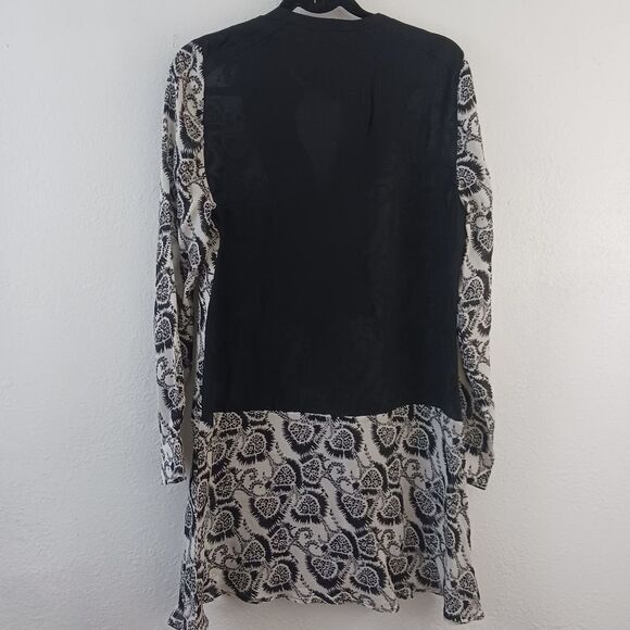 A.L.C. Silk Mini Dress long sleeve  Black and White M - Picture 7 of 8